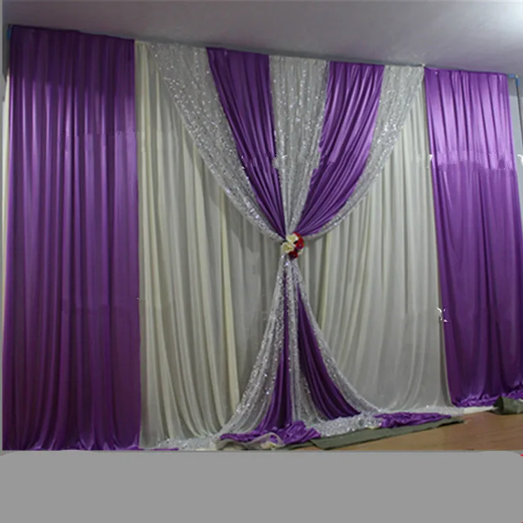 Wedding backdrop curtain event party customized stage background transparent silk drape decoration for stage party curtain