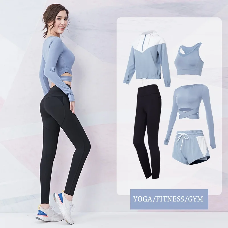 2020 delle donne di Yoga Crop Top Set Camicette Elastico Corsa E Jogging Leggings Allenamento Pantaloni Femminile Tuta Da Ginnastica Abbigliamento