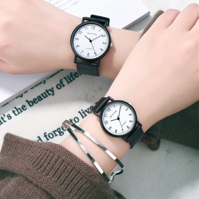 

Simple Women Watch Quartz Lover Paired Wristwatch Fashion Men Watches Casual Ladies Clock Hot Sales Gift Black relogio feminino