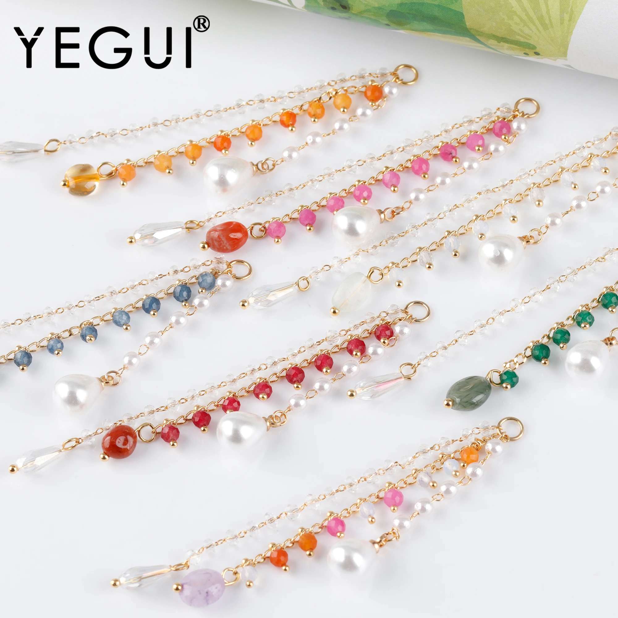 

YEGUI MA20,jewelry accessories,ear chain,natual stone,pass REACH,nickel free,18k gold plated,copper,jewelry making,4pcs/lot