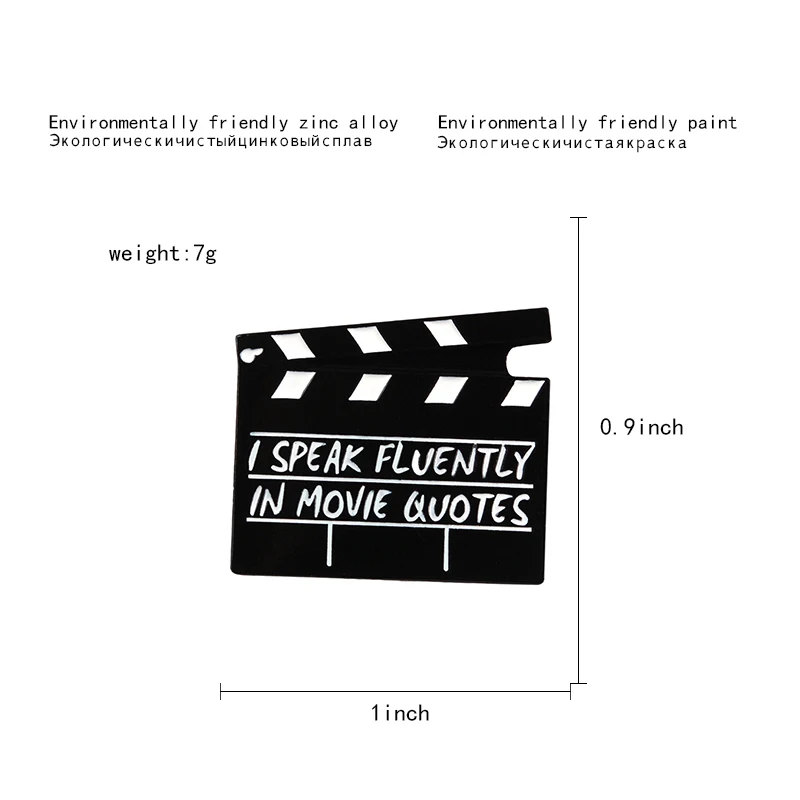 Clapperboard Enamel Pins Film Clapper Board Lapel Badge Movie Scene Board Brooches Badges Gift for Movie Lover Cinema Wholesale