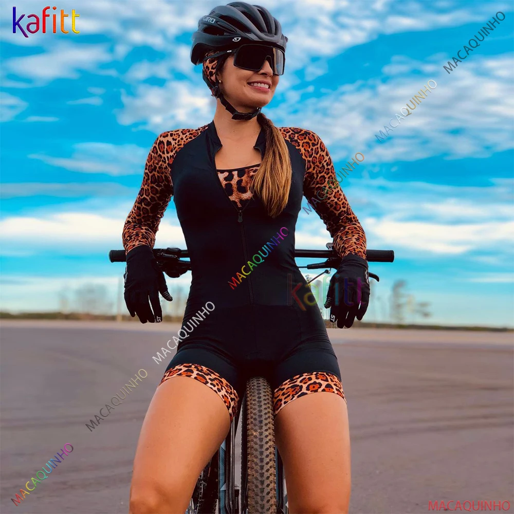 Leopard Triathlon Kafitt Women\'s Cycling Jumpsuit Workshop 2022 Long Sleeve Mountain Bike Clothing