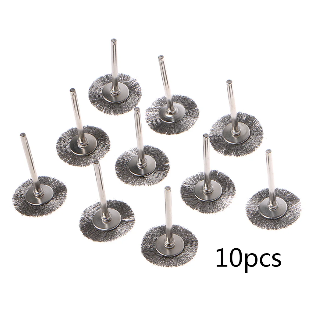 10 PCS  Professional  Stainless Steel Wire T-shape Brush Rotary Tool for Drill  Polishing Accessories