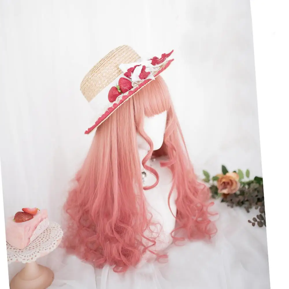 CosplayMix – perruque synthétique longue bouclée ombrée pastèque pour femmes, 55CM, perruque + bonnet pour fête d'halloween