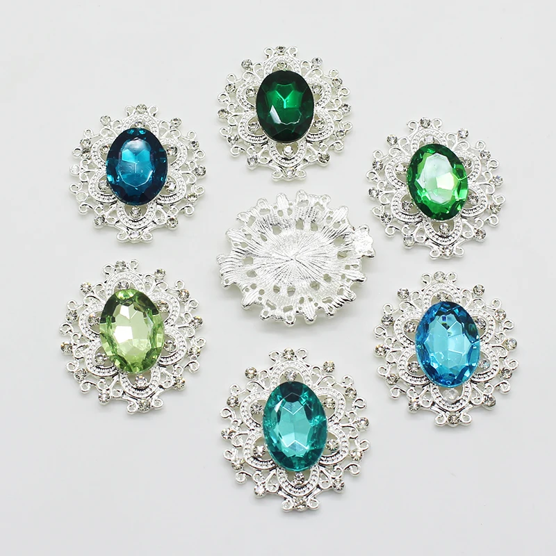 Delicate Jewelry Accessories Buckle 10/Pcs 30x33mm Rhinestone Decorative buckle various Colors Button Craft Handmade Production