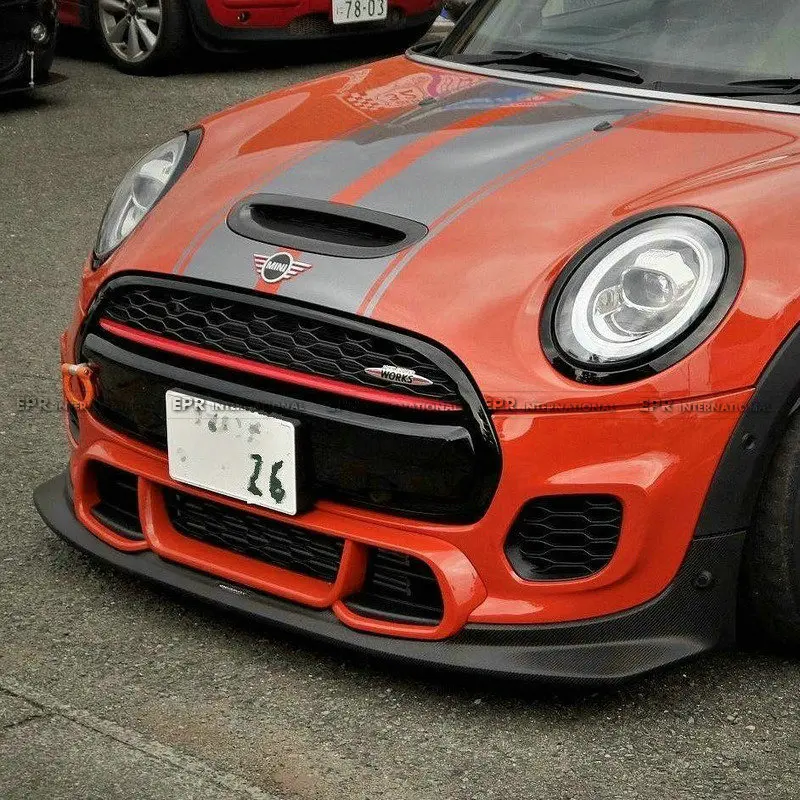 For F56 Mini Cooper S DAG Style Carbon Fiber Front Lip (JCW front bumper Only) Glossy Finish Bumper Splitter Drift Spoiler Kit