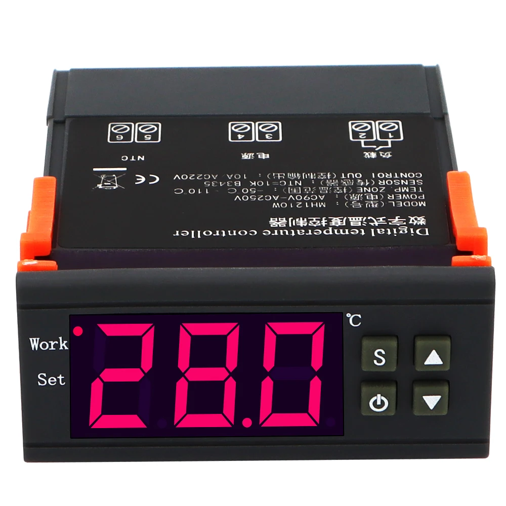 MH1210W Temperature Controller DC12V DC24V AC110-220V Thermometer Thermoregulator Thermostat -50~110 C NTC Sensor For Incubator