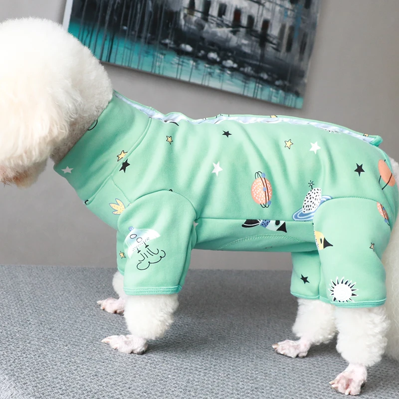 Pet Dog Jumpsuit Autumn Winter Warm Fleece Clothes For Small Dogs High Neck Overalls Protect Belly Puppy Pajamas Chihuahua Coat