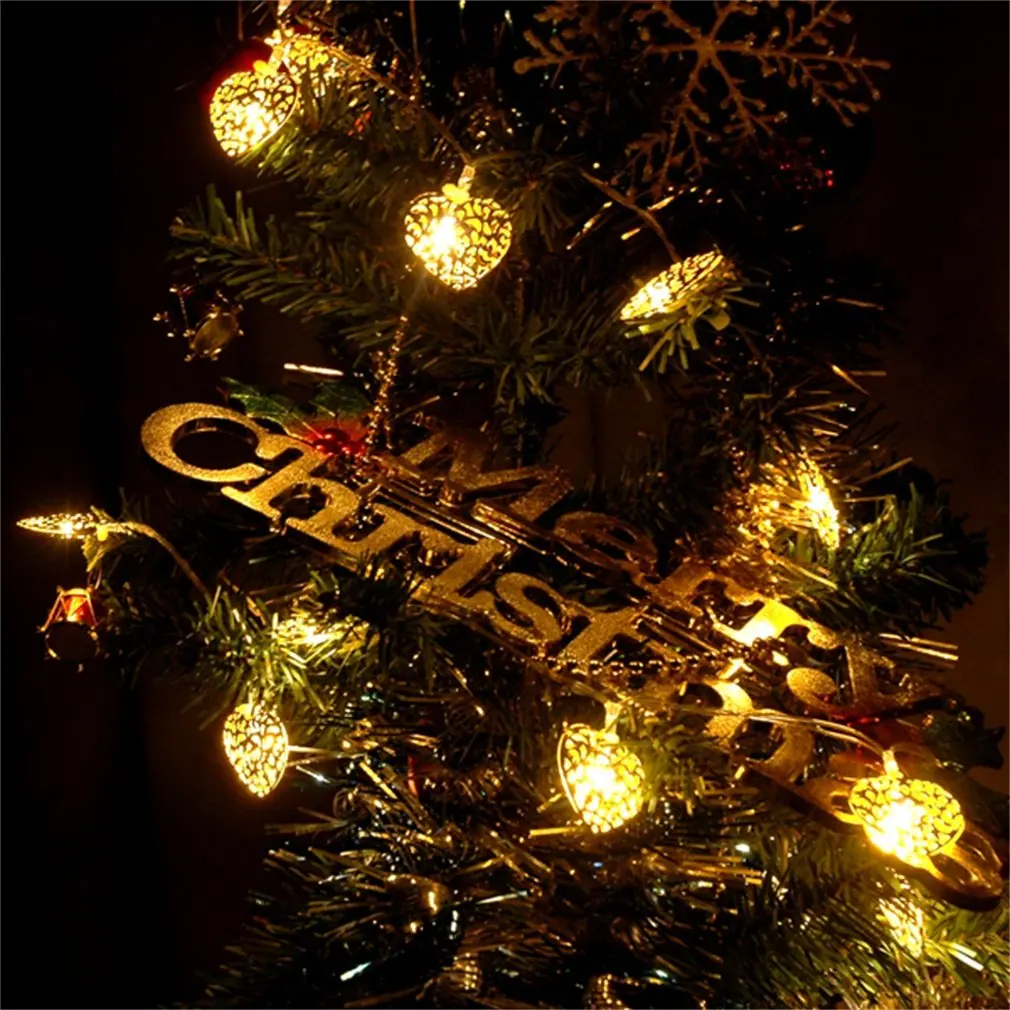 Il più nuovo 20 LED dorato a forma di cuore scintillante fata String Light Christmas Party Garden