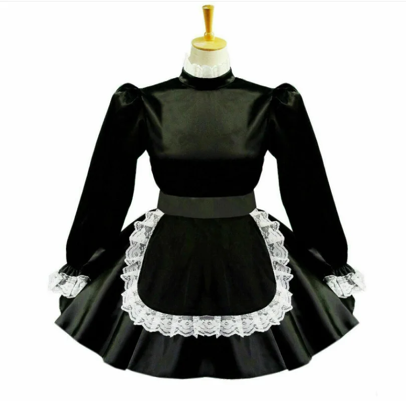 Full bridal chamber maid Black Satin Dress Custom