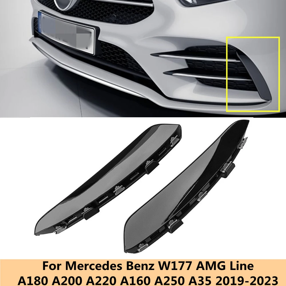 For Mercedes Benz A Class W177 A180 A200 A220 A250 A35 2019 2020 2021+ Front Bumper Trim Spoiler Sticker Fender Canards Fins