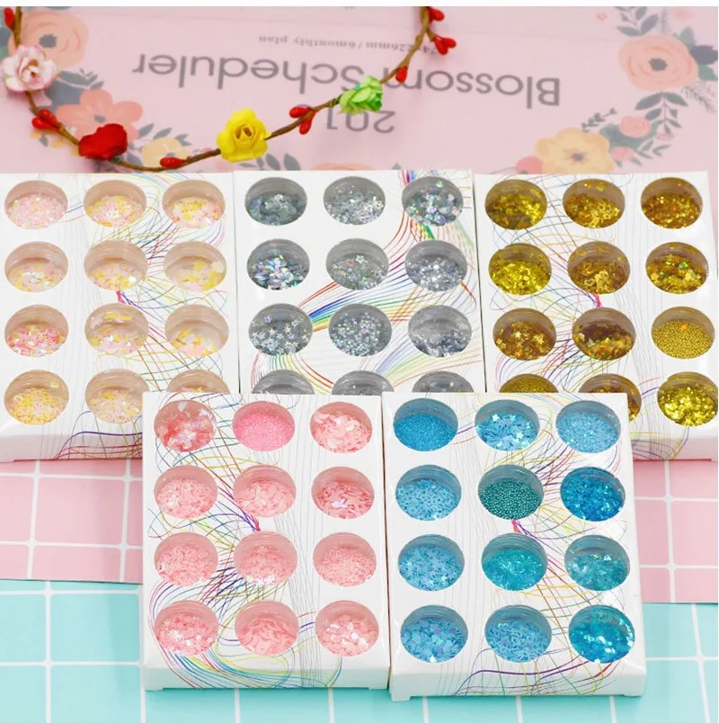 

Creative children handmade DIY sequin toys Nail Accessories Slime mud with filling 5 boxes Glitter Holiday decoration Girl Serie