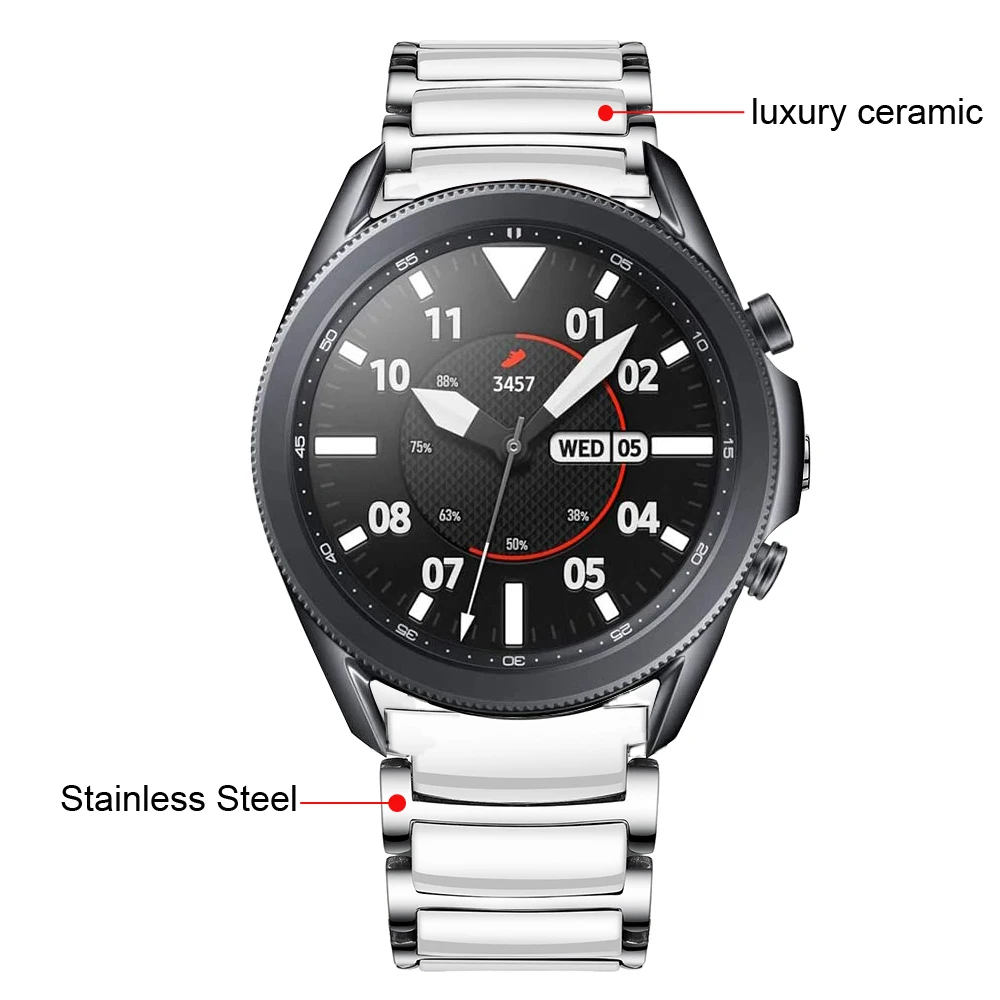 22mm 20mm Ceramic Strap for Samsung Galaxy Watch 5/4/3/Gear S3/Huawei Watch 4/3/GT3 Pro /Amazfit GTR Metal stainless steel strap