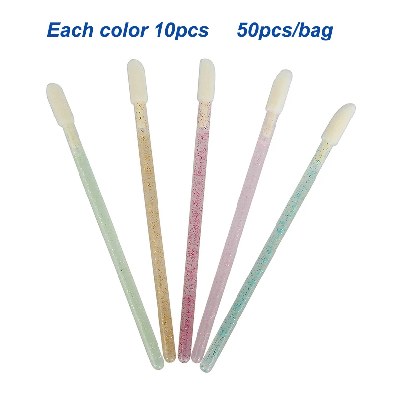 50 個使い捨てマスカラワンドカラフルなマイクロ眉毛/まつげブラシ Sooplies グリッターリップアプリケーターワンドメイクアップ化粧品ツール