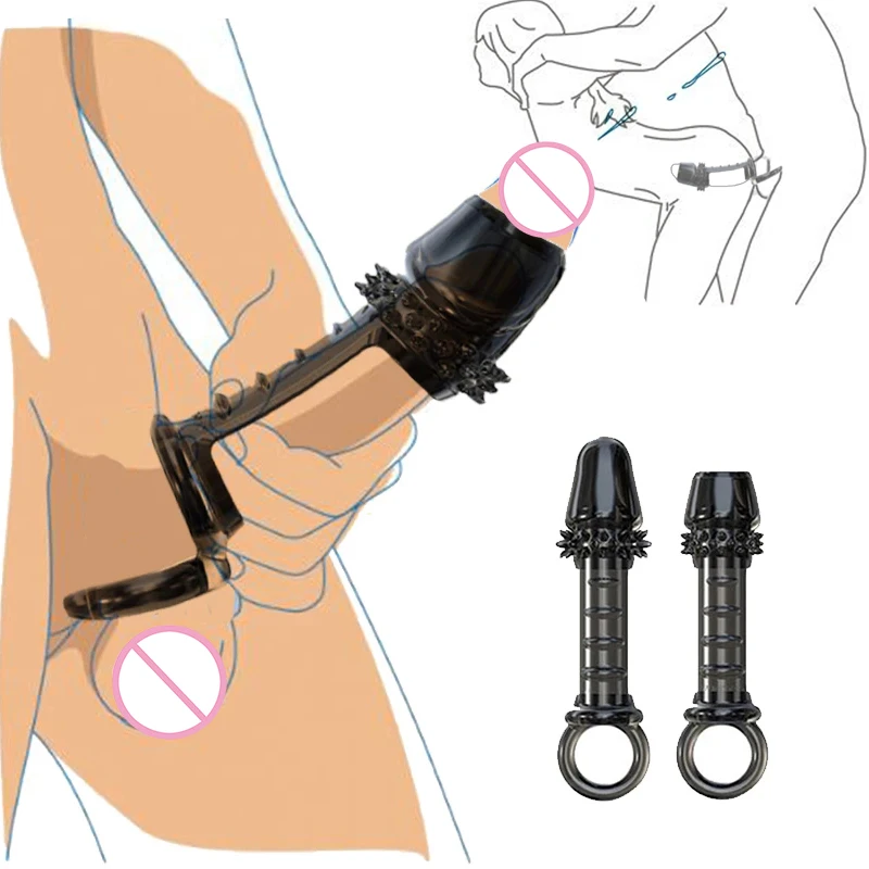 Penis Ring Sleeve Delayed Ejaculation Enlargement Reusable Condoms G-spot Clitoris Stimulation Adult Sex Toys For Men Sex Shop