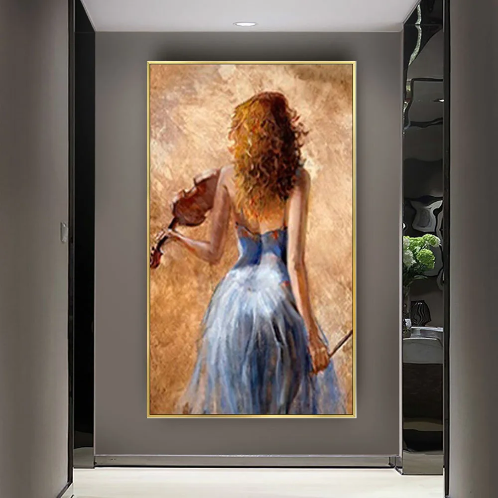 

Handmade Oil Painting On Canvas Modern 100% Best Art Violin And Lucy Oil Painting Original Directly From Art Living Room Mural