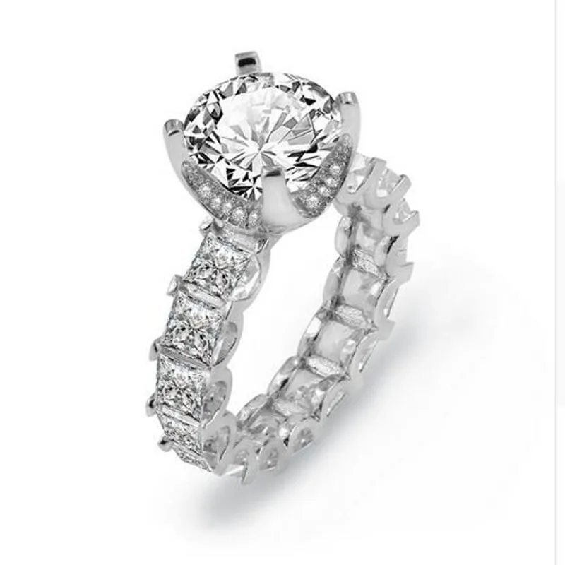 choucong 3-in-1 Statement Ring sets 925 Sterling Silver Princess cut AAAAA cz Engagement Wedding Band Rings For Women Jewelry