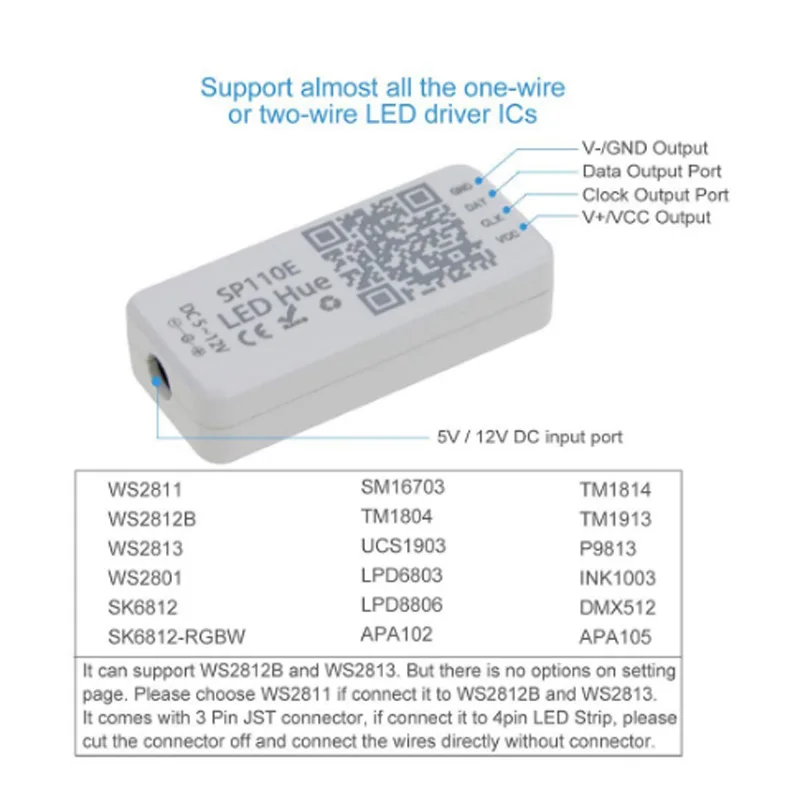 SP110E Bluetooth Pixel Controller WS2811 WS2812B ws2812 dimmer SK6812 RGB RGBW APA102 WS2801 pixels Led Strip IOS Android