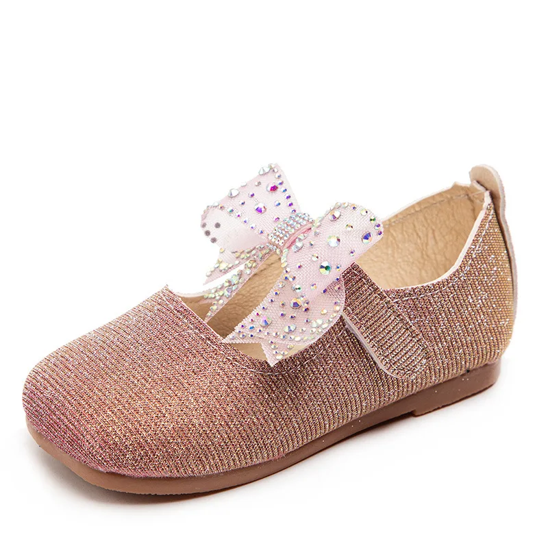 Spring Fashion Toddler Crystal Bow Leather Kids Dress Little Girls Party Shoes 2021 Princess Child Baby Girl 1 2 3 4 5 6 Years