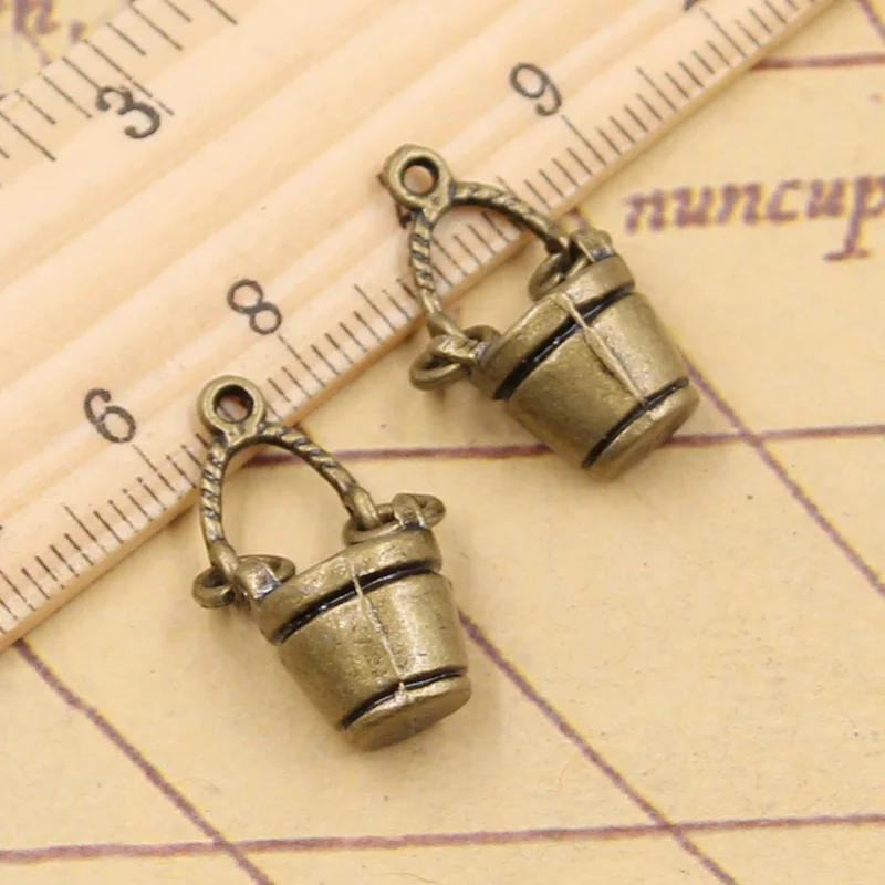 10pcs Charms Movable Bucket Pail 24x12x7mm Tibetan Bronze Silver Color Pendants Antique Jewelry Making DIY Handmade Craft