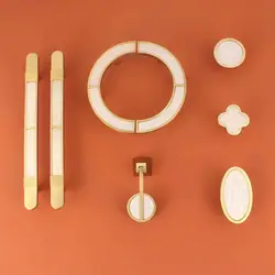 Light Luxury Shell Gold Handle Semi-circular Wardrobe Cabinet Door Drawer Pulls Clover Round Knobs Decor Furniture Handles