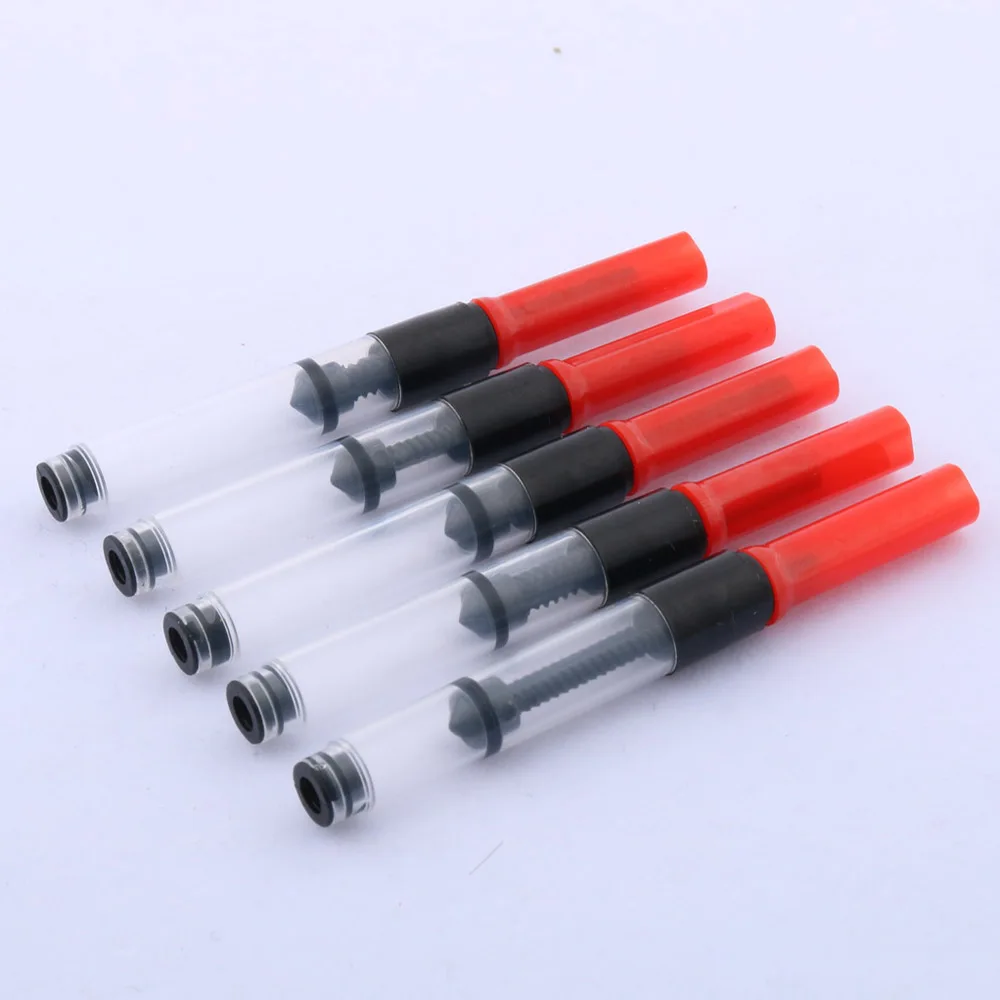 5pc Red Office 3.4MM Big Hole Plastic Fountain Pen Ink Refill Filling Converter