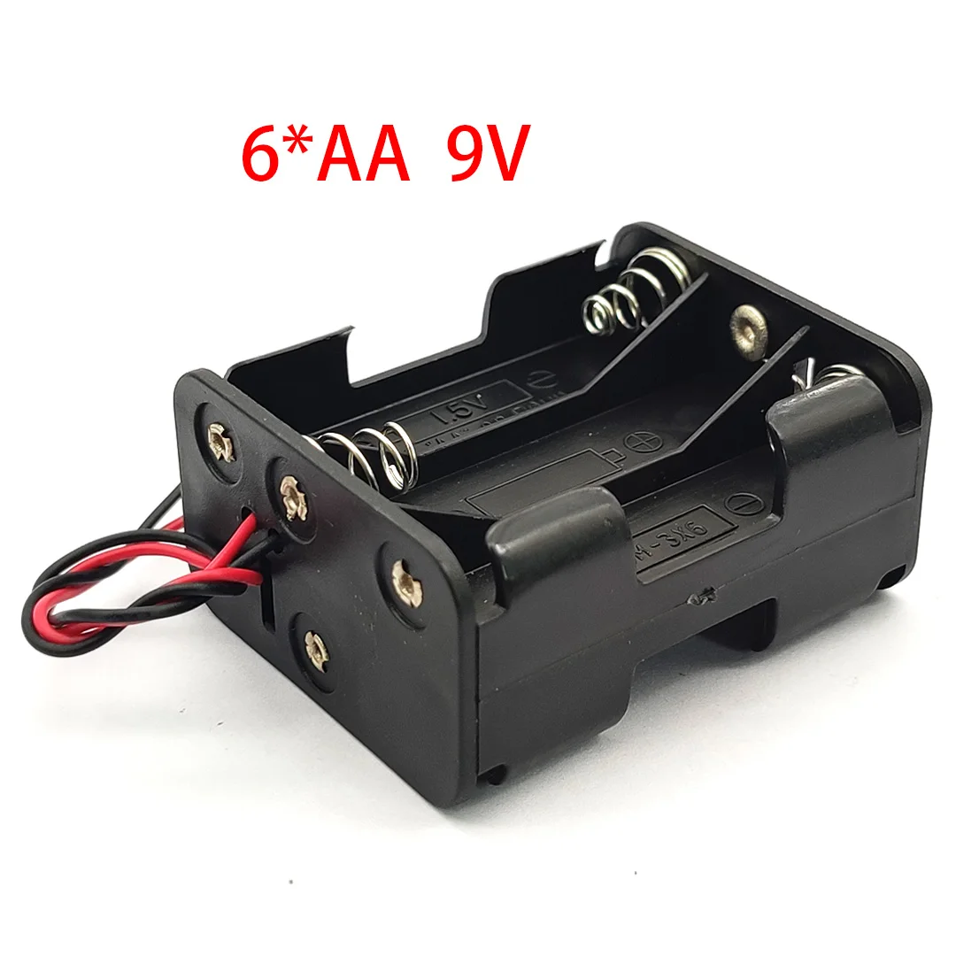 6AA คลิปแบตเตอรี่9V Slot ผู้ถือกล่องแบตเตอรี่กรณีแบตเตอรี่ AA ขนาด6 * AA Stack Line
