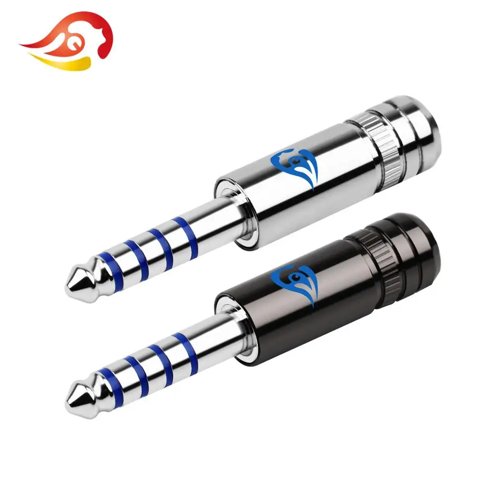 QYFANG Aurora 4.4mm 5 Pole Rhodium Plated Beryllium Copper Earphone Plug Headset Audio Jack Wire Connector Blue Metal Adapter