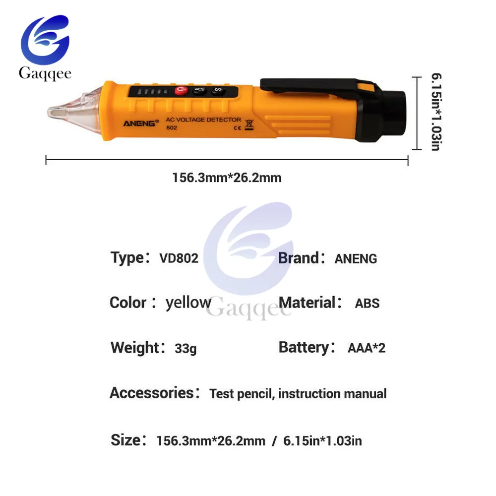 VD802 Non-contact AC Voltage Detector Tester Meter 12V-1000v Pen Style Electric Indicator LED Voltage Meter Vape Pen