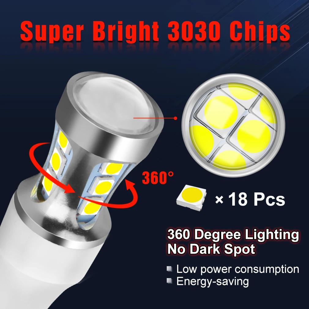 2Pcs T15 Led Bulb W16W Led Canbus 920 921 912 Lamp 1000LM 3030SMD Super Bright Car Reverse Backup Lights 6000K White 12V Auto