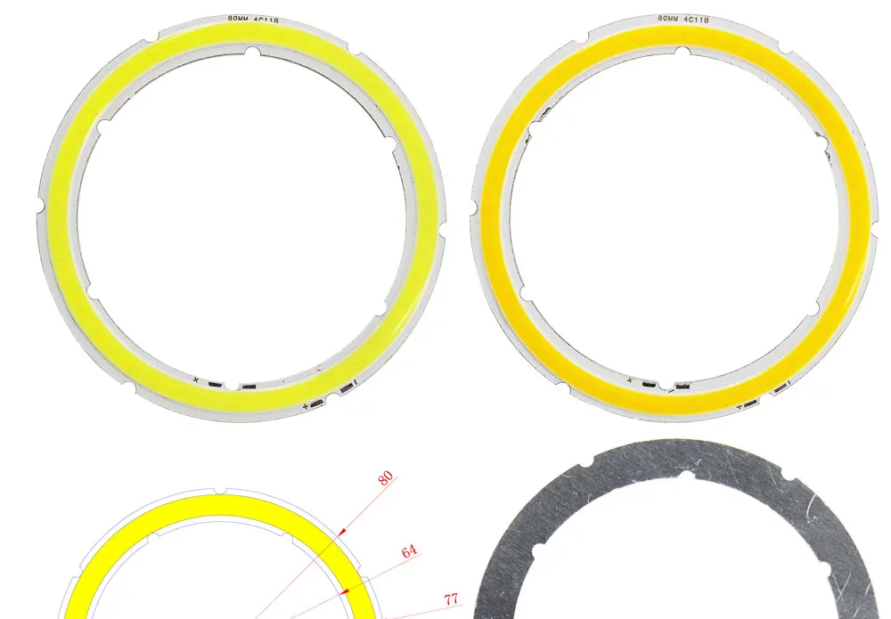 Jährliche Form LED COB Angel Eyes 12V DC 20mm-120mm COB Chip auf Aluminiumplatine Ring LED Kalt Warmweiß Lichtquelle für DIY Glühbirne – Detail 8