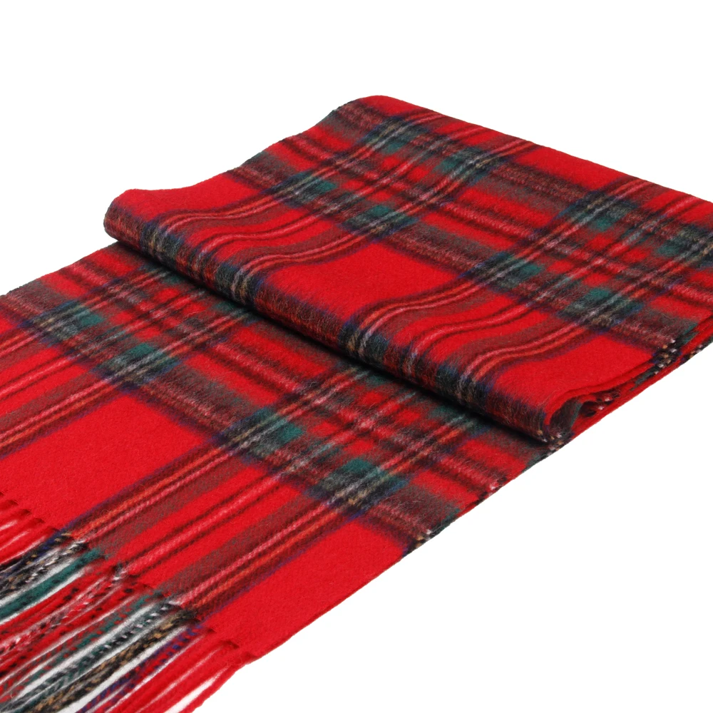 HOT Trendy Highly Selected 100% Wool Red Scottish Plaid Scarves,Warm Winter Men Scarf Houndstooth Comfortable Winter Scarves Man