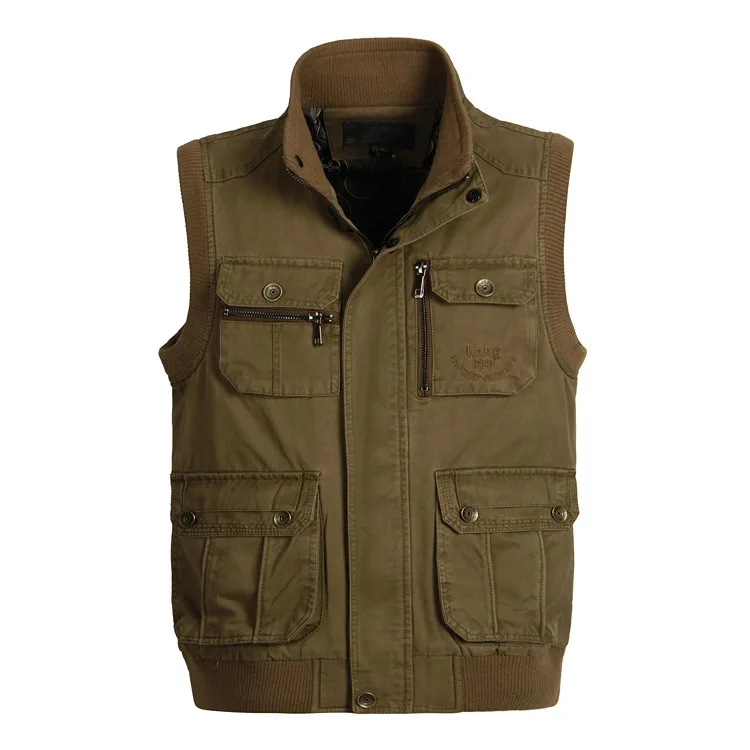 

Classic Men Vest With Many Pockets 2020 Male Casual Photographer Work Sleeveless Jacket Multi Pocket Waistcoat Plus Size