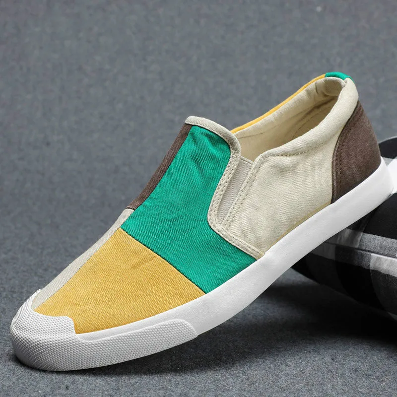 Summer Fashion Mens Canvas Shoes Low-top Round Toe High Quality Mens Sneakers Spring and Autumn Rubber Male Flat Loafers