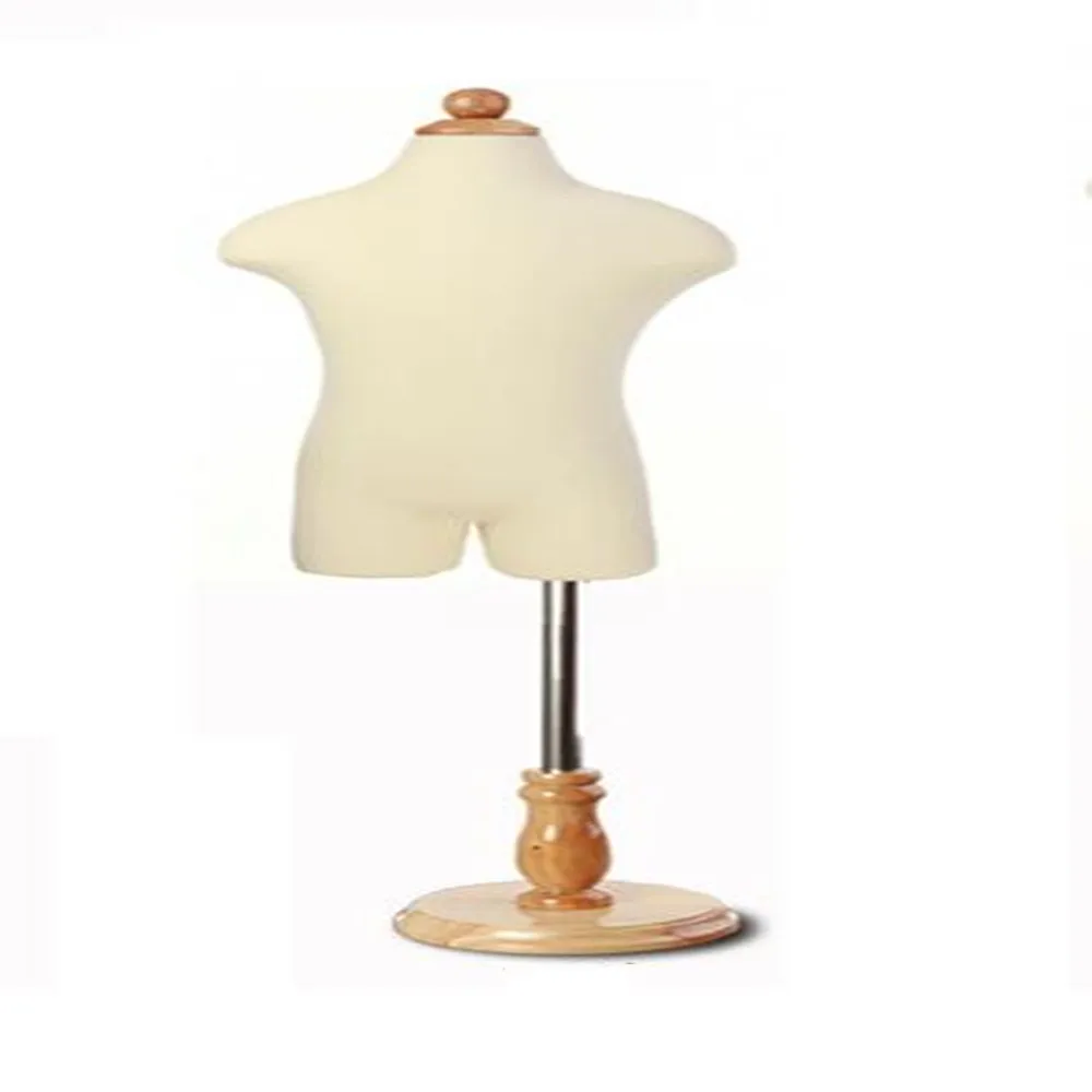 2-3 Year Baby Half Torso Child Realistic Sewing Mannequins Body with Circular Wood Base Fabric Flexible Dress Cloth,1pc M0088s