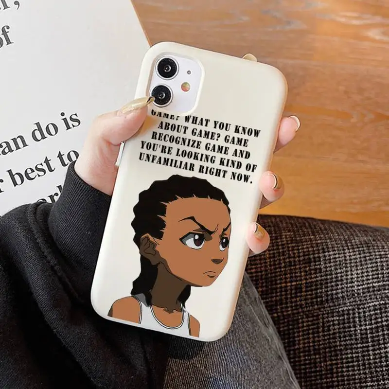 Huey Freeman Boondocks Phone Case Soft Solid Color for iPhone 11 12 13 mini pro XS MAX 8 7 6 6S Plus X XR