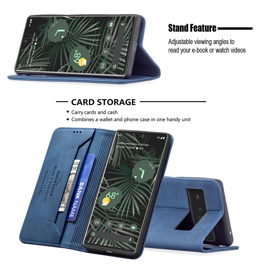 For Google Pixel 6 /Pixel 6 Pro Anti-theft Flip Leather Case Luxury RFiD BLOCKING Card Holder Mobile Phone Case Cover Bag