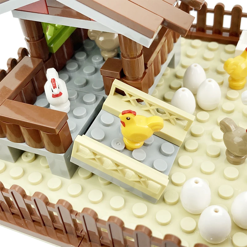 MOC Bauernhof Tiere Bausteine Stadt ChickenCoop Hen House Spielzeug DIY Blöcke Spielzeug für Kinder Jungen Mädchen Geschenk Juguetes Kinder Spielzeug – Detail 4