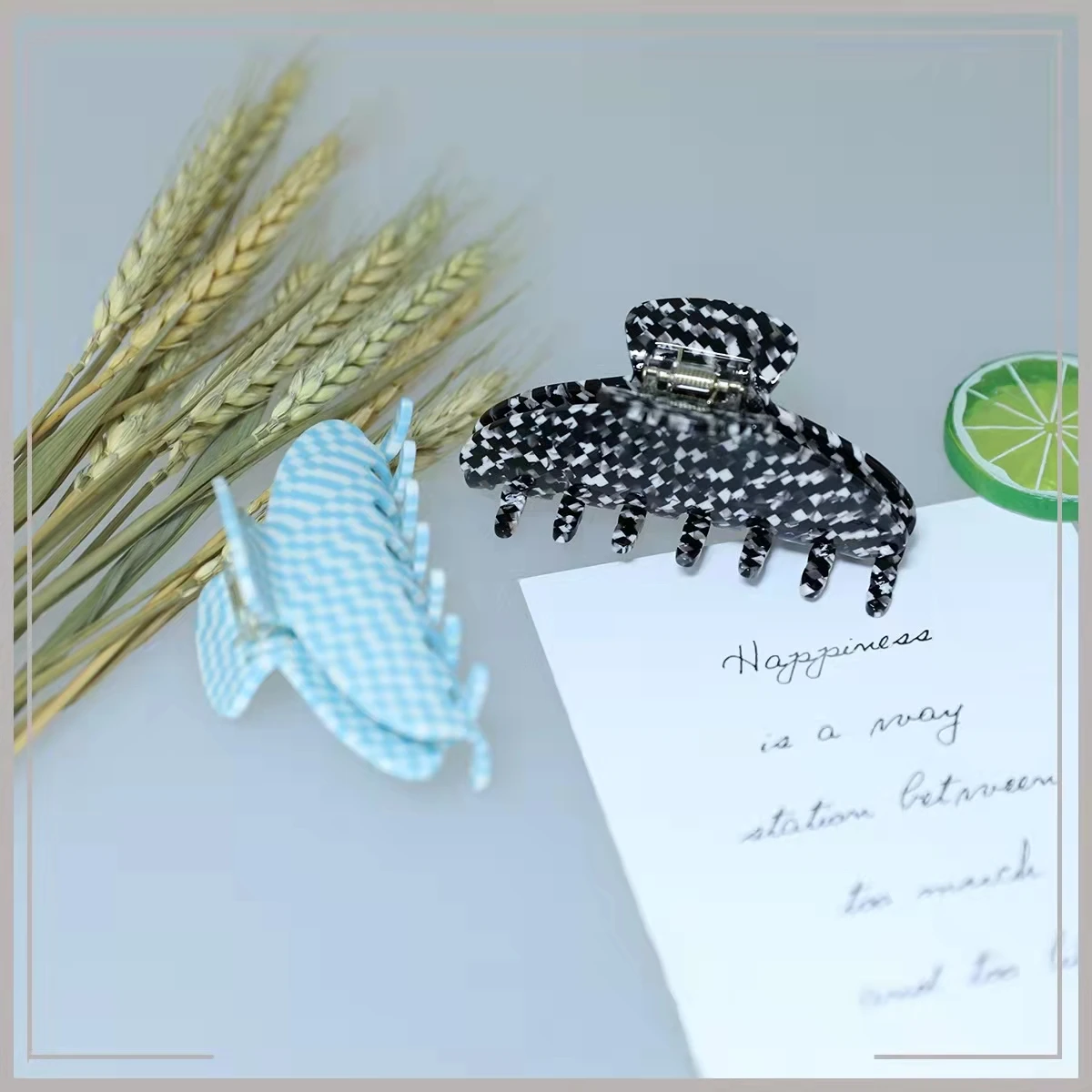 Retro INS Multicolor Acetate Stripe Geometric Bath Hair Clip Claw Hair Women Girls Hair Accessories New 2021