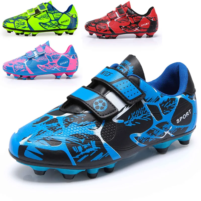 

Kid Children Football Boots Soccer Cleats Boots Long Spikes TF Spikes Sneakers Soft Indoor Turf Futsal Soccer Shoes