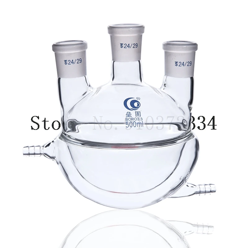 Lab Harf Encase Three Mouth Glass Jacketed Reaction Bottle Laboratory Double-layer Reaction Flask