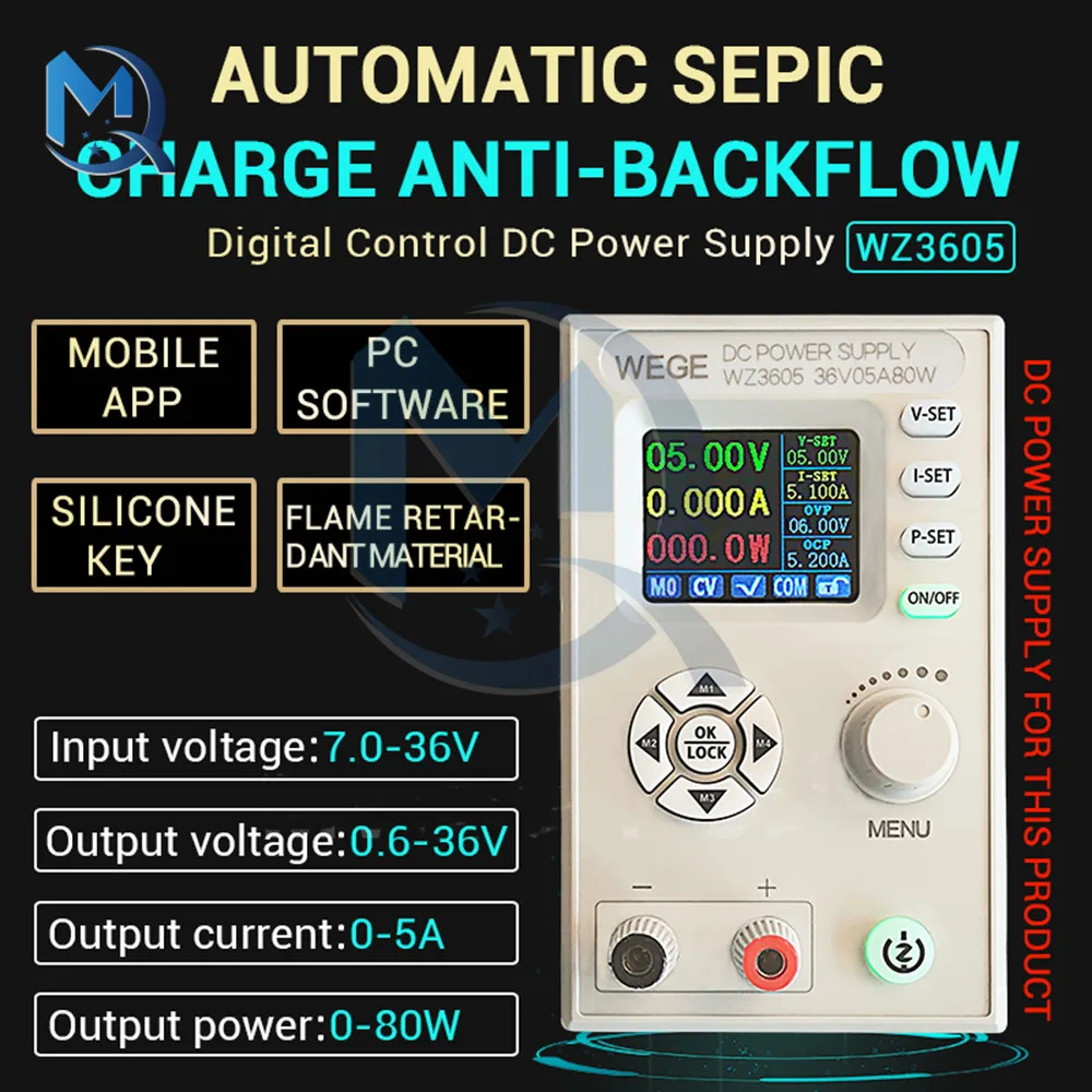 WZ3605 LCD CNC Anti-backflow Adjustable DC Power Supply Buck-Boost Charging Module 36V 5A Communication Version Converter