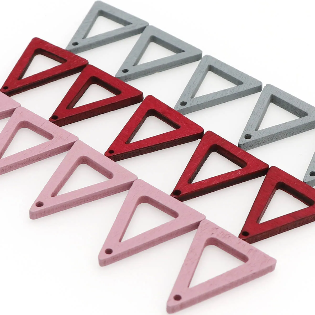 50pcs 25x20mm Natural Wood Triangle Wooden Beads Color Bead Handmade For DIY Necklace/Earring Making Jewelry Accessories