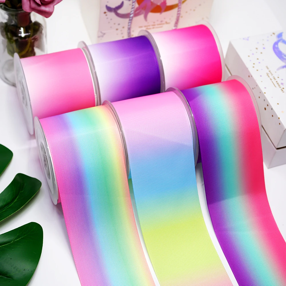 DIY Cartoon Gradient Color Printed Grosgrain Ribbon For Craft Supplies Sewing Accessories 5 Yards. 47089