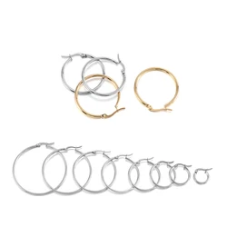 Gold Stainless Steel Earrings 15-50mm Loop Earrings Hoop Open Earring Hook Base Ear Ring Diy Jewelry Findings Accessorie