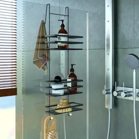 Three Layers Hanging Bathroom Shower Rack Matte Black Without Drilling Shampoo Soap Shower Gel Holder 2021 Decoration