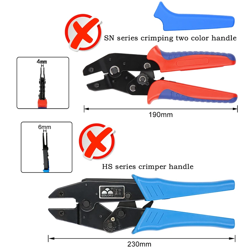 1pcs Crimping Pliers jaw SN/6mm  (Jaw Width 6mm/Pliers 190mm) for Shaped 2.8 4.8 6.3/Tubular TE VE/Insulated RV SV Terminals