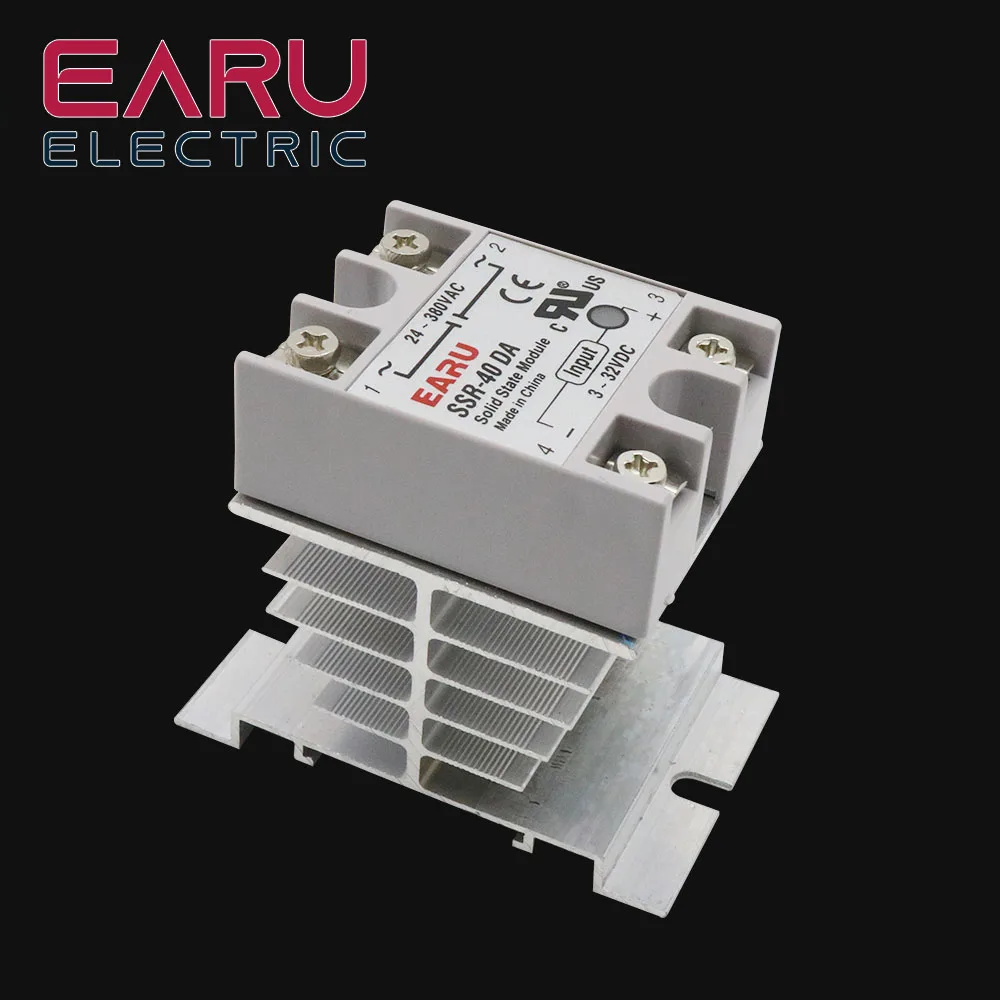 1 pcs New Aluminum Fins Single Phase Solid State Relay SSR 10A to 40A Aluminum Heat Sink Dissipation Radiator Newest  Rail Mount