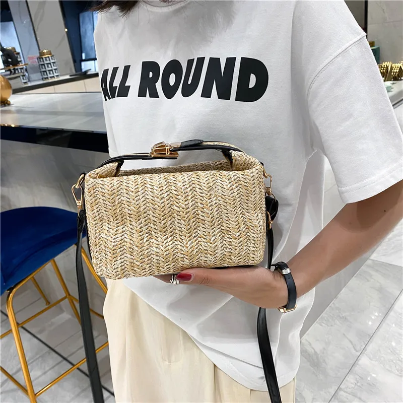 Fashion Straw Handbags For Women Bags 2020 New Summer Beach Bag Rattan Bag Handmade Vintage Woven Handbag Female Shoulder Bags