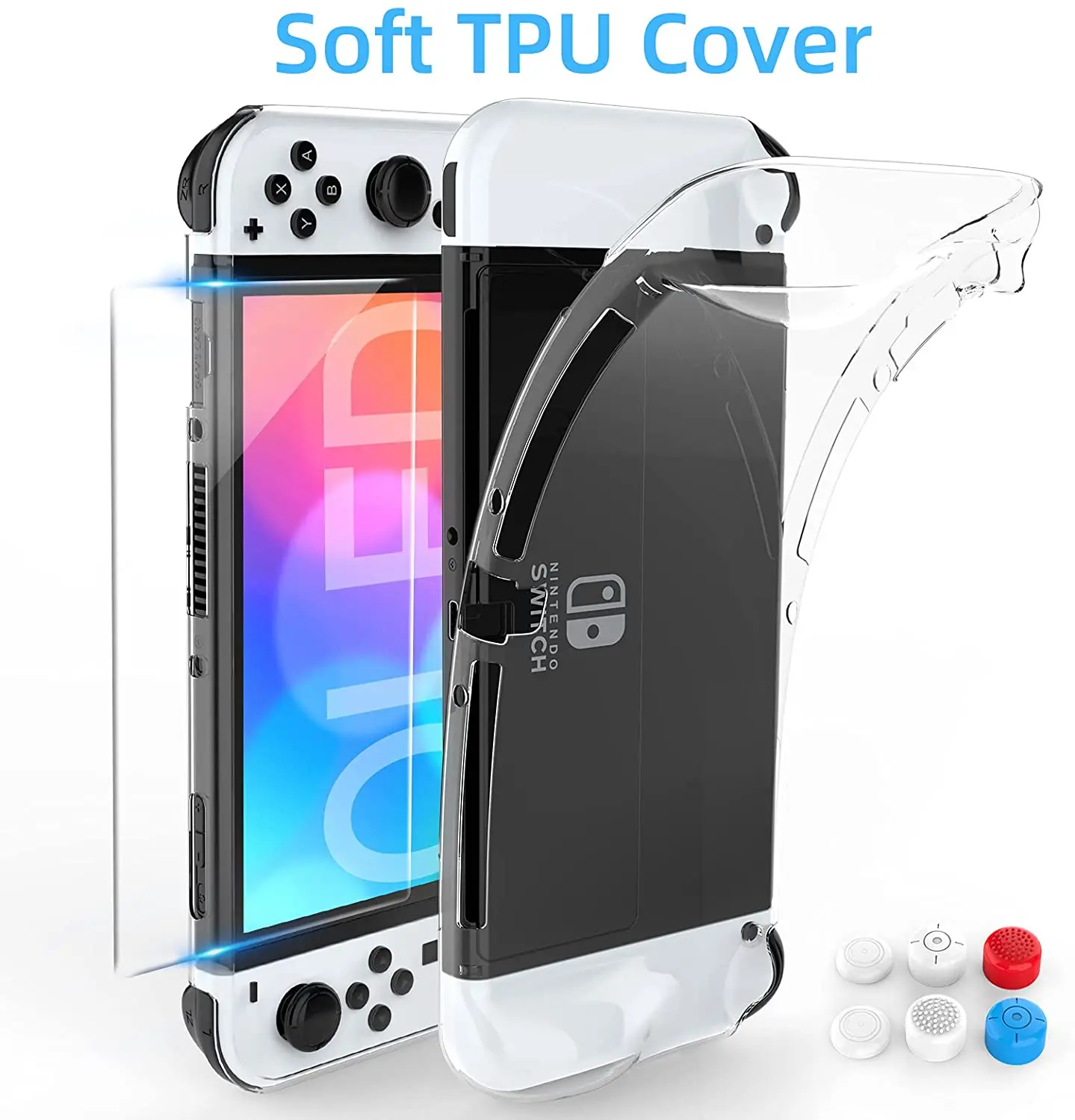 Heystop Case Voor Schakelaar Oled, soft Tpu Case Voor Oled Model Joycon En Hard Pc Case Protector Voor Schakelaar Oled Console